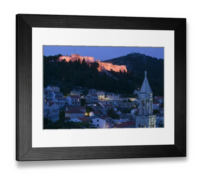 Framed Print : CROATIA, Southern Dalmatia, HVAR Island, HVAR TOWN. Fortress Spanjol and Tower of St Framed Print : CROATIA, Southern Dalmatia, HVAR Island, HVAR TOWN. Fortress Spanjol and Tower of St