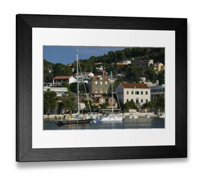 Framed Print : CROATIA, Southern Dalmatia, Hvar Island, Hvar Town. Hvar Yacht Harbor
