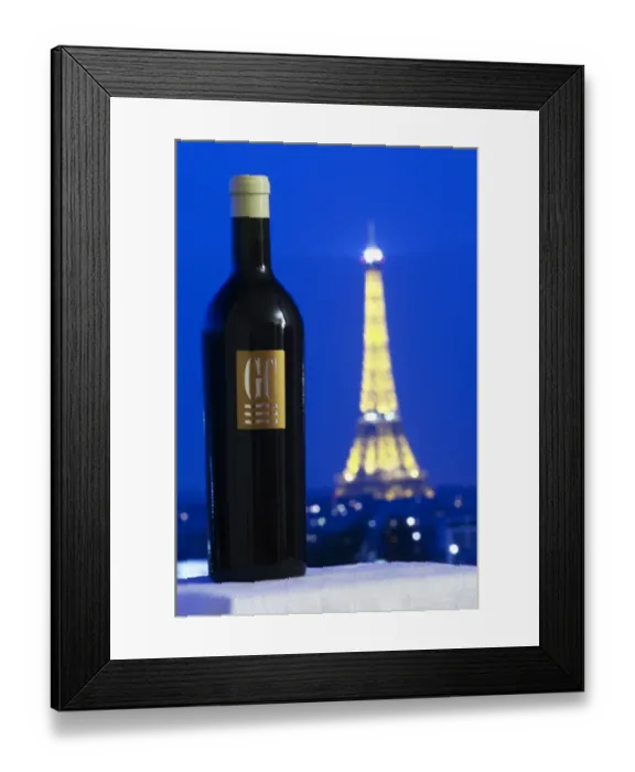 Framed Print : GC Grand Cru from Chateau du Cedre against a background in dark blue Framed Print : GC Grand Cru from Chateau du Cedre against a background in dark blue