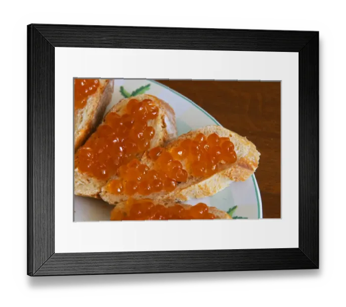 Framed Print : Slices of bread with eggs from salmon Caviar et Prestige Saint Sulpice