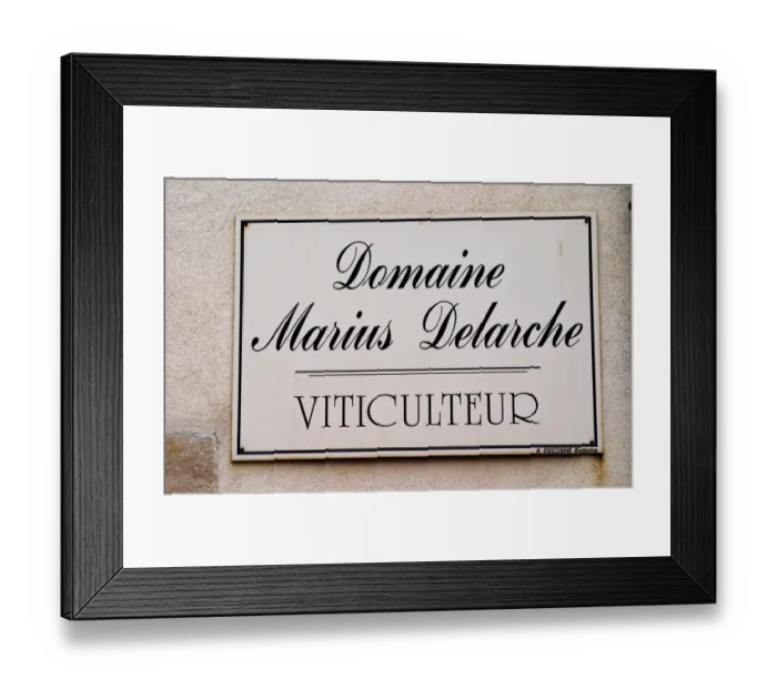 Framed Print : Sign at Domaine Marius Delarche, Viticulteur, in Pernand-Vergelesses, Bourgogne