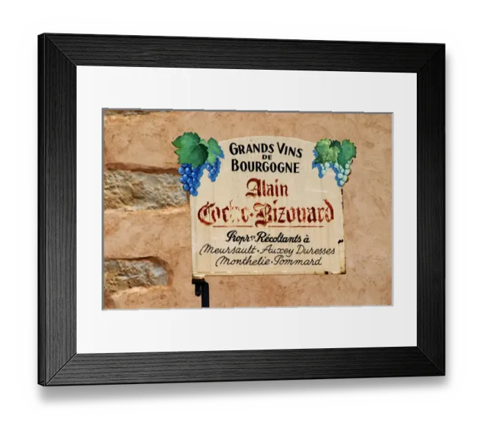 Framed Print : Sign at Domaine Alain Coche Bizouard in Meursault, Burgundy Framed Print : Sign at Domaine Alain Coche Bizouard in Meursault, Burgundy