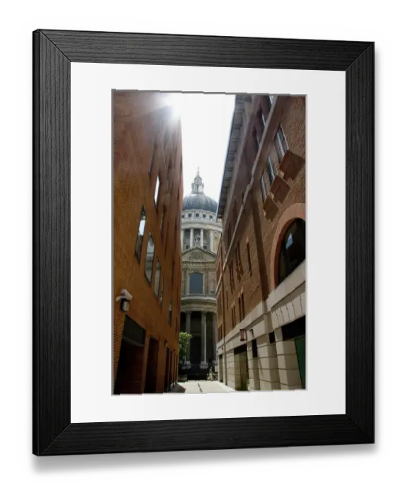 Framed Print : London, England. A slight view of St. Pauls cathedral in the background Framed Print : London, England. A slight view of St. Pauls cathedral in the background