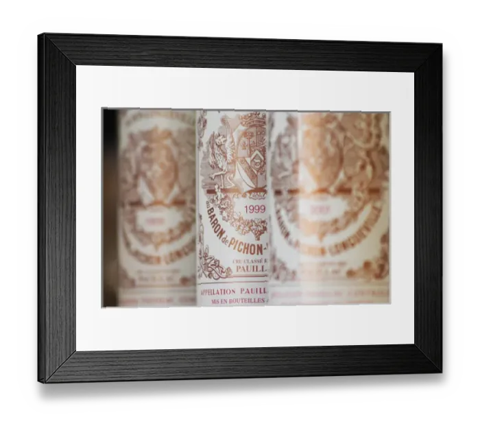 Framed Print : A row of bottles standing in line - Chateau Baron Pichon Longueville, Pauillac, Medoc Framed Print : A row of bottles standing in line - Chateau Baron Pichon Longueville, Pauillac, Medoc