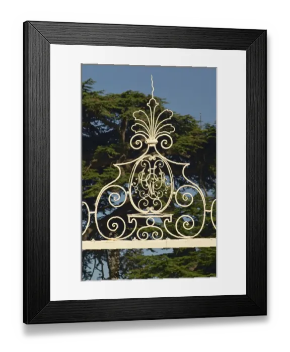 Framed Print : The entrance gate to Chateau Beychevelle in Saint Julien. Monogram with the letters Framed Print : The entrance gate to Chateau Beychevelle in Saint Julien. Monogram with the letters
