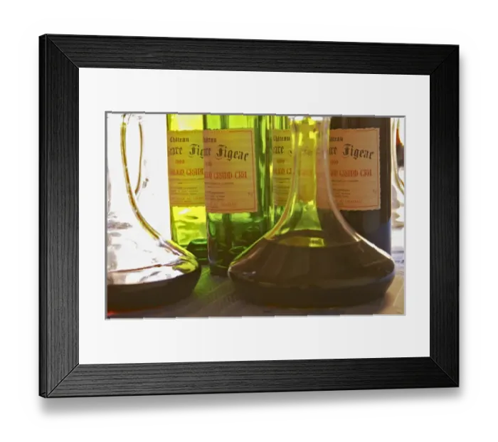 Framed Print : Bottles and carafes decanters with Chateau La Grave Figeac - Chateau La Grave Figeac