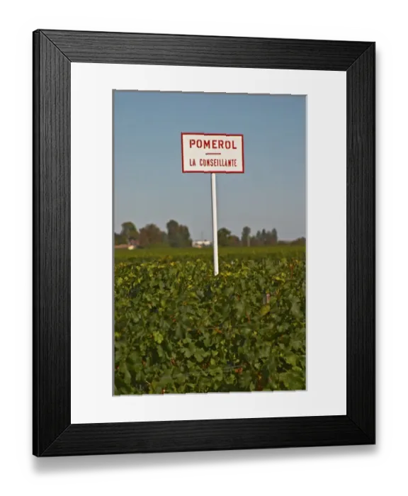 Framed Print : Pomerol - a sign for La Conseillante Chateau and vineyard