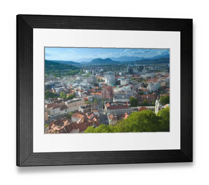 Framed Print : SLOVENIA-Ljubljana: Presernov Trg Square / View from Castle Hill / Belvedere Tower Framed Print : SLOVENIA-Ljubljana: Presernov Trg Square / View from Castle Hill / Belvedere Tower