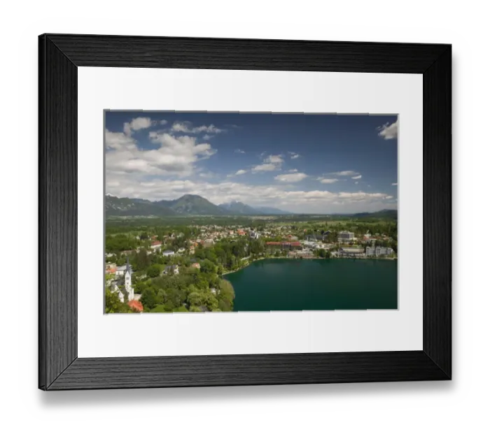 Framed Print : SLOVENIA-GORENJSKA-Bled: Lake Bled & Town from Bled Castle