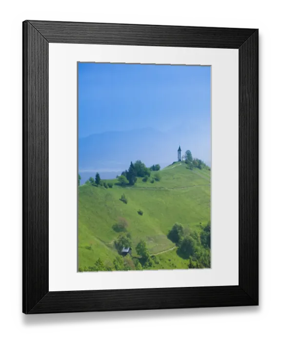 Framed Print : SLOVENIA-GORENJSKA-Jamnik: Church of St. Prim & Kamnik-Savinja Alps / Morning Framed Print : SLOVENIA-GORENJSKA-Jamnik: Church of St. Prim & Kamnik-Savinja Alps / Morning