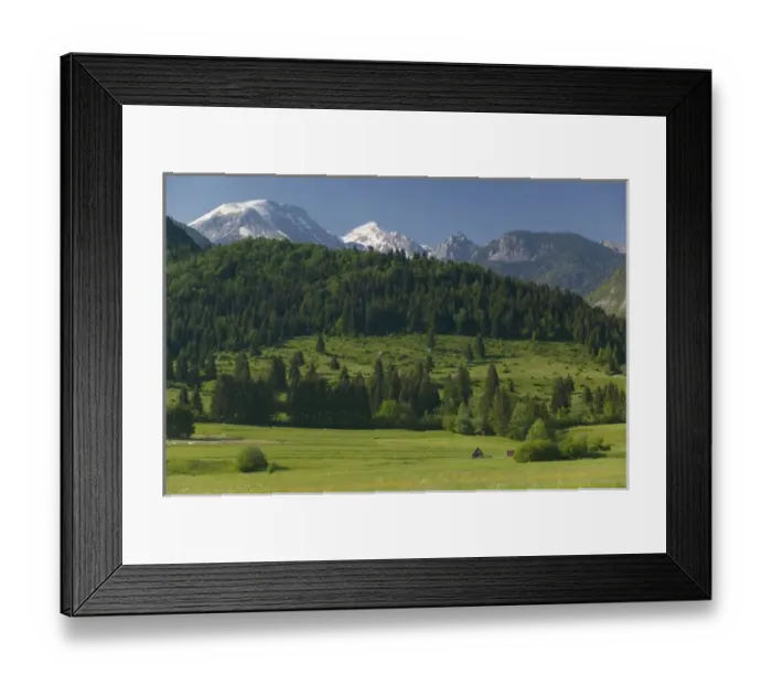 Framed Print : SLOVENIA-GORENJSKA-Ribcev Laz: Fields & Julian Alps Framed Print : SLOVENIA-GORENJSKA-Ribcev Laz: Fields & Julian Alps