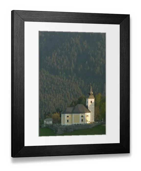 Framed Print : SLOVENIA-GORENJSKA-Sorica: Jelovica Hills Landscape  /  Town Church