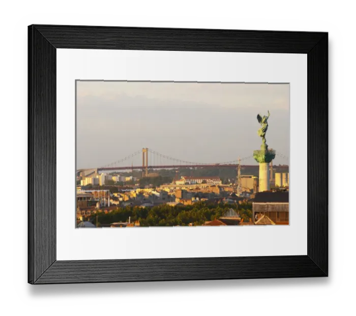 Framed Print : A view over the rooftops and city of Bordeaux with the Pont d Aquitaine over Framed Print : A view over the rooftops and city of Bordeaux with the Pont d Aquitaine over