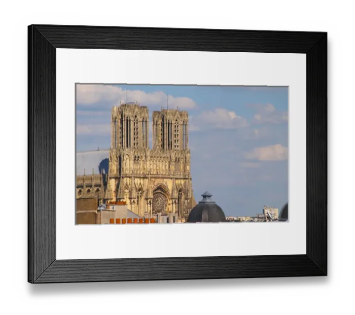 Framed Print : The cathedral in Reims over a rooftop roof top view, Reims, Champagne, Marne, Ardennes Framed Print : The cathedral in Reims over a rooftop roof top view, Reims, Champagne, Marne, Ardennes