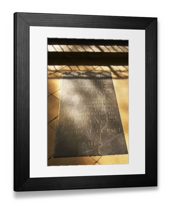 Framed Print : The tomb grave in a church of the monk Dom Pierre Perignon ( the father of champagne )