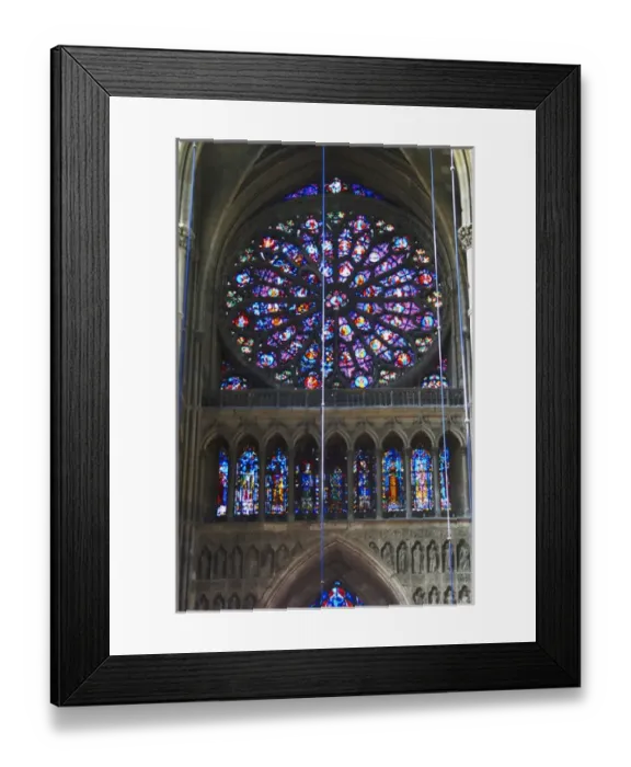 Framed Print : The Reims Cathedral: the stained glass of the famous rosette, Reims, Champagne Framed Print : The Reims Cathedral: the stained glass of the famous rosette, Reims, Champagne