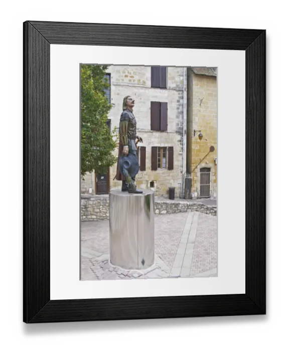 Framed Print : The new statue of Cyrano de Bergerac on the main town square in Bergerac, unusual Framed Print : The new statue of Cyrano de Bergerac on the main town square in Bergerac, unusual