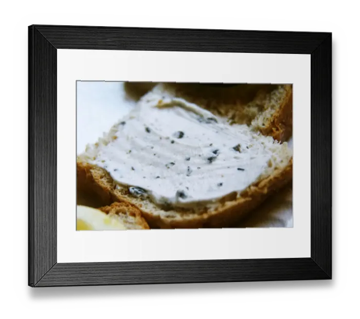 Framed Print : A small piece of bread with truffles butter Truffiere de la Bergerie (Truffiere)