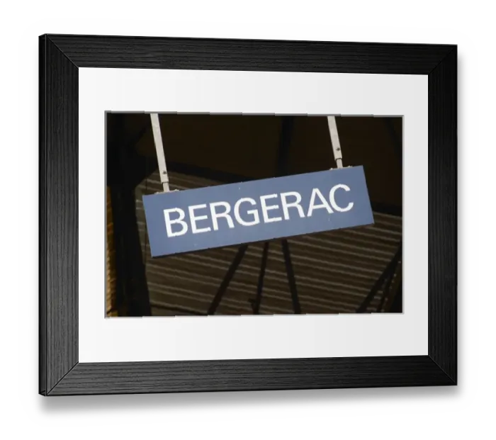 Framed Print : The Bergerac train station. Detail of the sign on the platform. Bergerac Dordogne France Framed Print : The Bergerac train station. Detail of the sign on the platform. Bergerac Dordogne France