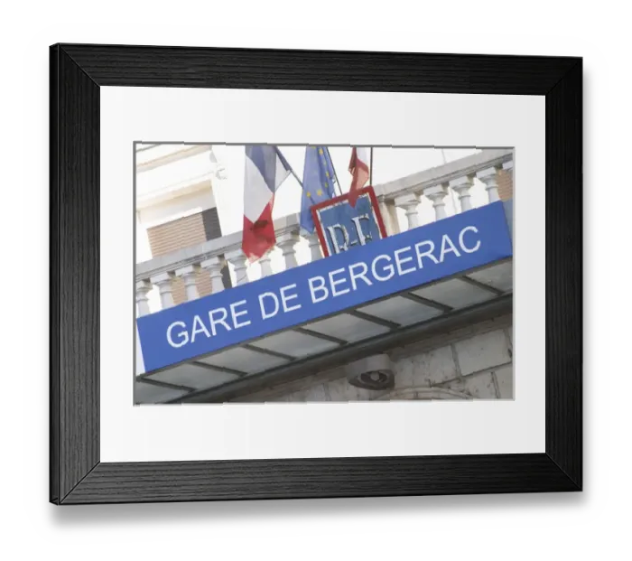 Framed Print : The Bergerac train station. Detail of the sign and the French flags. Bergerac Dordogne Framed Print : The Bergerac train station. Detail of the sign and the French flags. Bergerac Dordogne