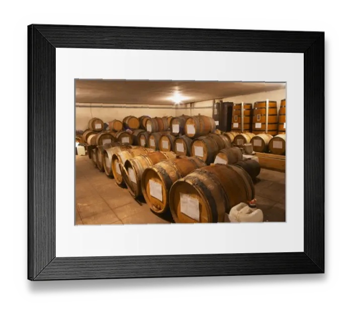 Framed Print : Chapoutier winery, the storage room for spirits and marc. Chapoutier is one of Framed Print : Chapoutier winery, the storage room for spirits and marc. Chapoutier is one of