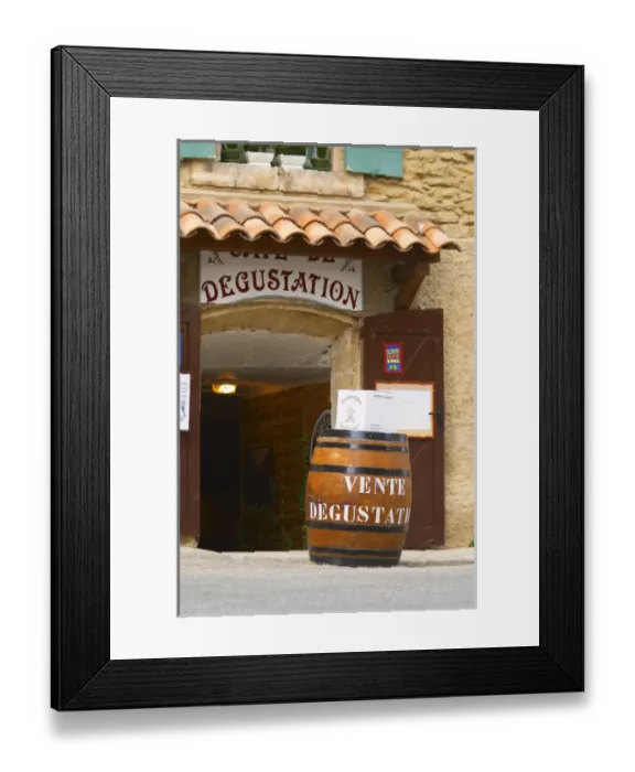 Framed Print : A wine shop advertising sales and tastings. Chateauneuf-du-Pape Chateauneuf, Vaucluse Framed Print : A wine shop advertising sales and tastings. Chateauneuf-du-Pape Chateauneuf, Vaucluse