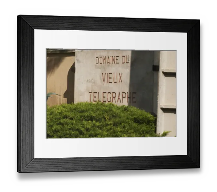 Framed Print : A Sign to Domaine du Vieux Telegraphe. Chateauneuf-du-Pape Chateauneuf, Vaucluse