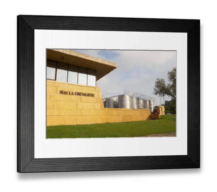 Framed Print : Mas La Chevaliere. near Beziers. Languedoc. The winery building. France. Europe Framed Print : Mas La Chevaliere. near Beziers. Languedoc. The winery building. France. Europe