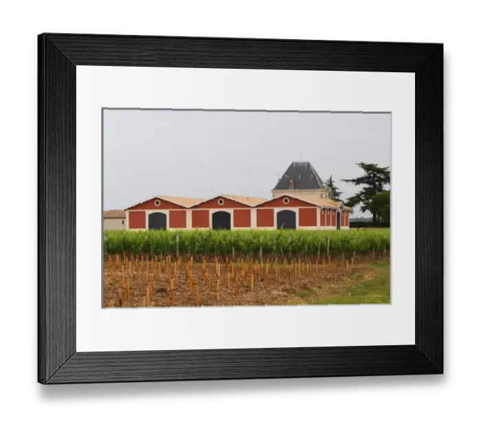 Framed Print : Chateau l Evangile with its distinctive red winery building Pomerol Bordeaux