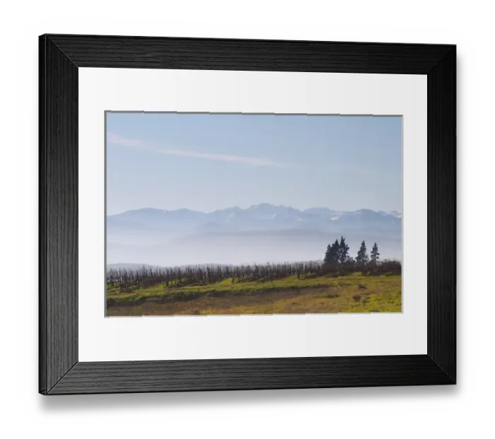 Framed Print : Snow capped Pyrenees mountains. Chateau Rives-Blanques. Limoux. Languedoc. Pyrenees