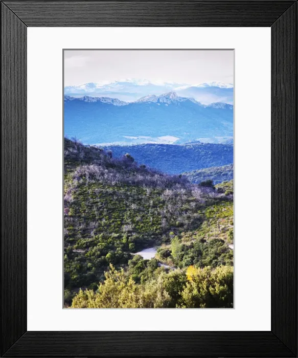 Framed Print : Maury. Roussillon. Spectacular view over the mountains. France. Europe. Mountains