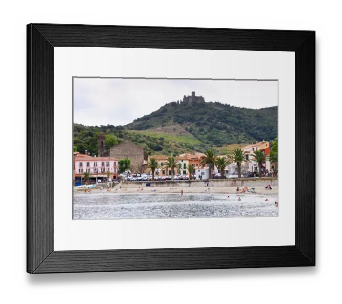 Framed Print : The beach in the village. Collioure. Roussillon. France. Europe Framed Print : The beach in the village. Collioure. Roussillon. France. Europe