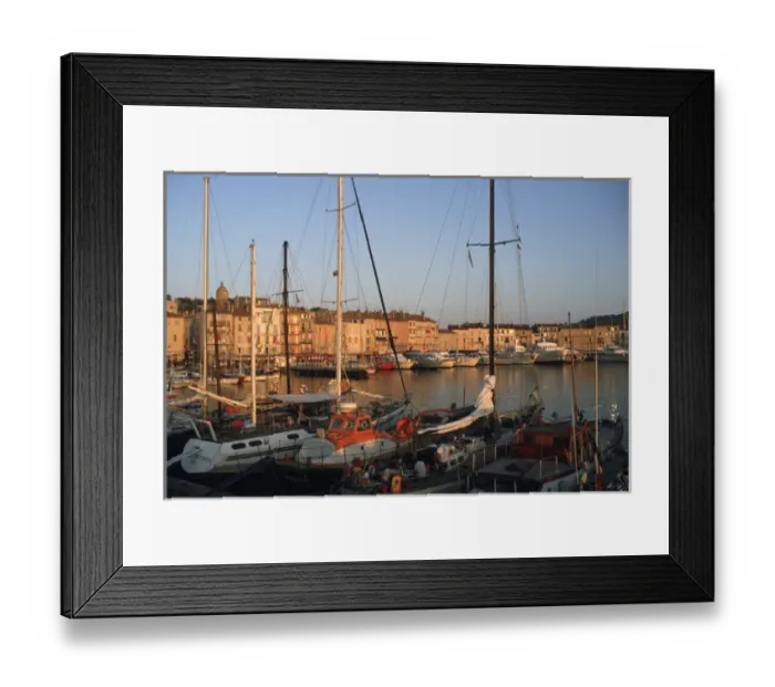 Framed Print : Europe, France, St. Tropez Ships in port and city skyline Framed Print : Europe, France, St. Tropez Ships in port and city skyline