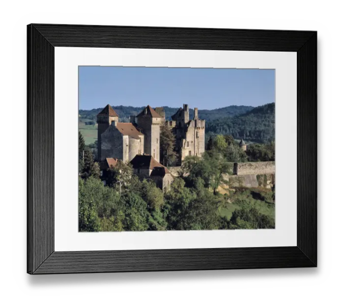 Framed Print : Europe, France, Curemonte. The towers of Curemonte Castle catch the late afternoon Framed Print : Europe, France, Curemonte. The towers of Curemonte Castle catch the late afternoon