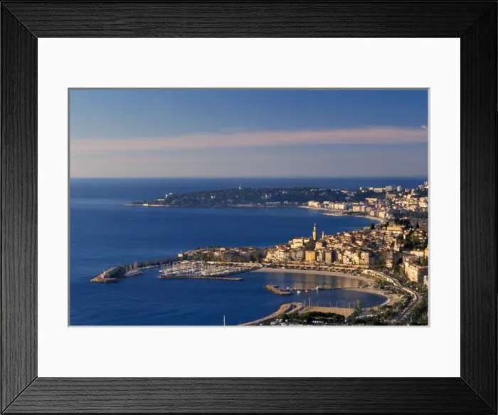 Framed Print : France, Cote d Azur, Menton with Cap Martin in the distance