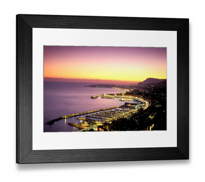 Framed Print : Europe, France, Cote D Azur, Menton. Town view at sunset Framed Print : Europe, France, Cote D Azur, Menton. Town view at sunset