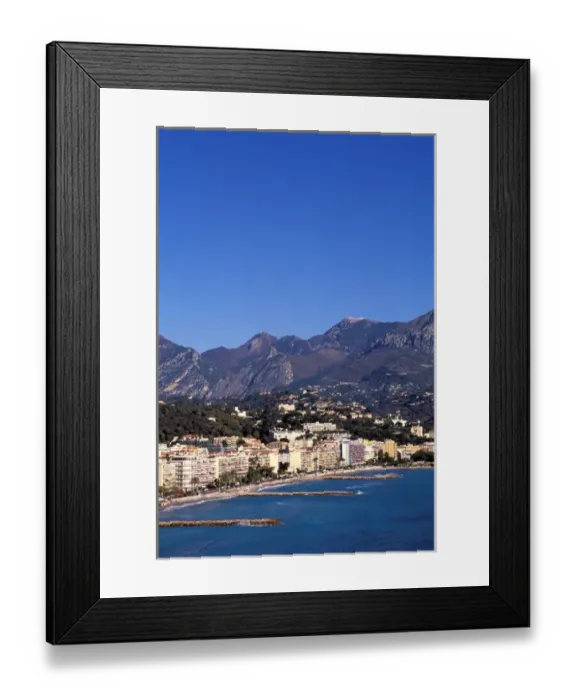 Framed Print : Europe, France, Cote D Azur, Menton. View of waterfront