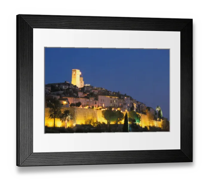 Framed Print : 03. France, Cote d Azur, St. Paul de Vence at dusk Framed Print : 03. France, Cote d Azur, St. Paul de Vence at dusk