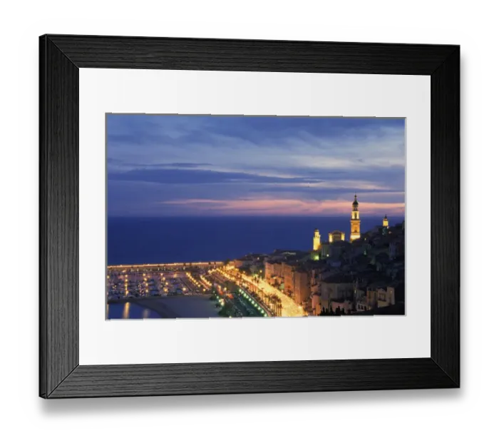 Framed Print : 03. France, Cote d Azur, Menton. St.-Michel church at dusk Framed Print : 03. France, Cote d Azur, Menton. St.-Michel church at dusk