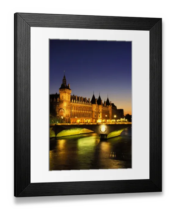 Framed Print : France, Paris, River Seine and Conciergerie at dusk