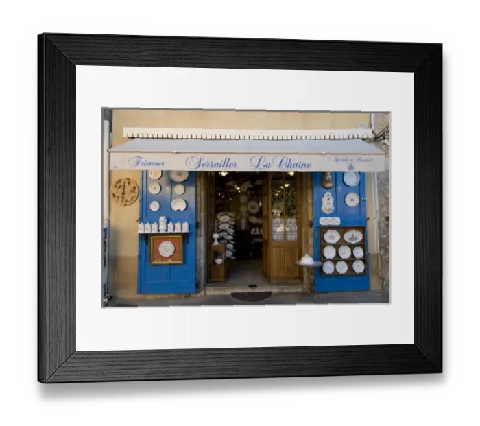 Framed Print : Faience pottery shop, Moustiers-Sainte-Marie, Provence, France