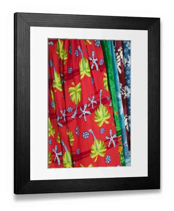 Framed Print : VANUATU, Efate Island, PORT VILA. Waterfront Market, island fabrics Framed Print : VANUATU, Efate Island, PORT VILA. Waterfront Market, island fabrics