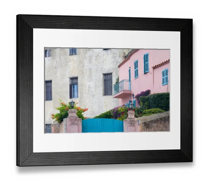 Framed Print : Corsica. France. Europe. Apartment building & house in Calvi