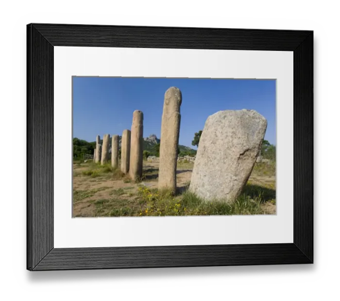 Framed Print : Corsica. France. Europe. Stone alignment of I Stantari (Alignement d l Stantari)