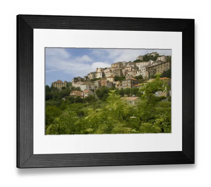 Framed Print : Corsica. France. Europe. Mountain village of Pieve Framed Print : Corsica. France. Europe. Mountain village of Pieve