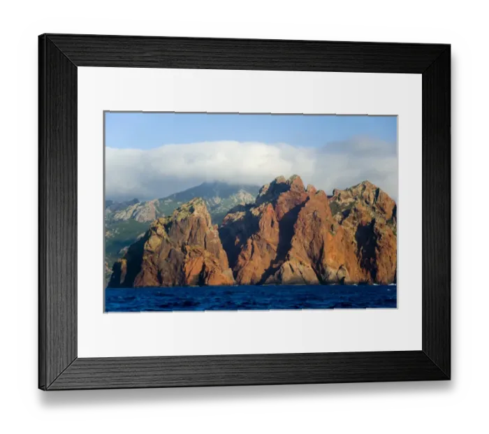 Framed Print : Corsica. France. Europe. Pinnacles of red granite at rise out of the sea at Punta Muchillina Framed Print : Corsica. France. Europe. Pinnacles of red granite at rise out of the sea at Punta Muchillina