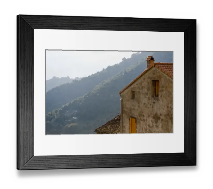 Framed Print : Corsica. France. Europe. House in mountain village of Zicavo