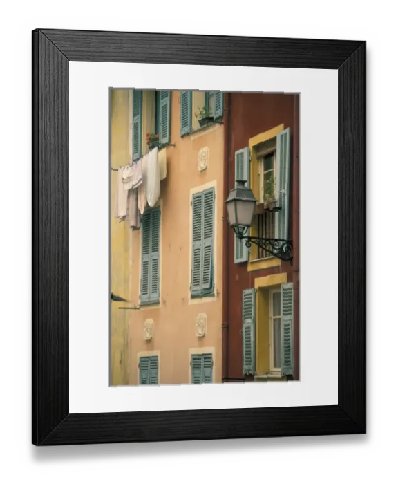 Framed Print : France, Cote d Azur, Nice, French Riviera. Old Nice. Buildings along rue Rossetti Framed Print : France, Cote d Azur, Nice, French Riviera. Old Nice. Buildings along rue Rossetti