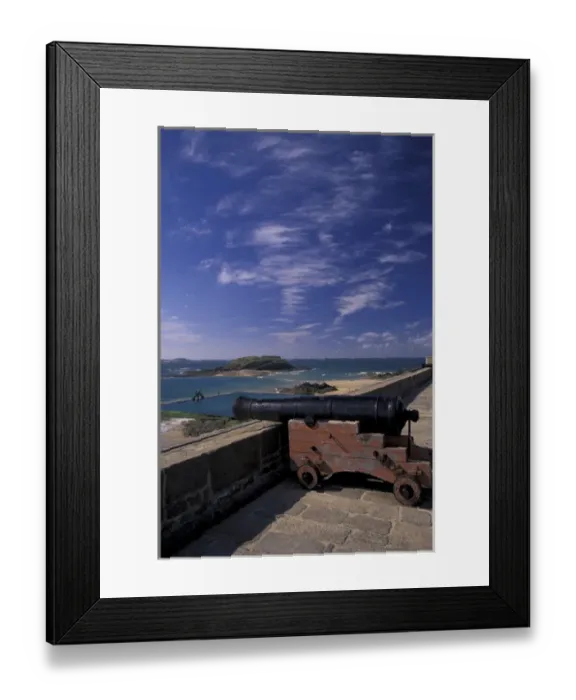 Framed Print : FRANCE, Normandy St Malo Cannon on Rampart Wall Framed Print : FRANCE, Normandy St Malo Cannon on Rampart Wall