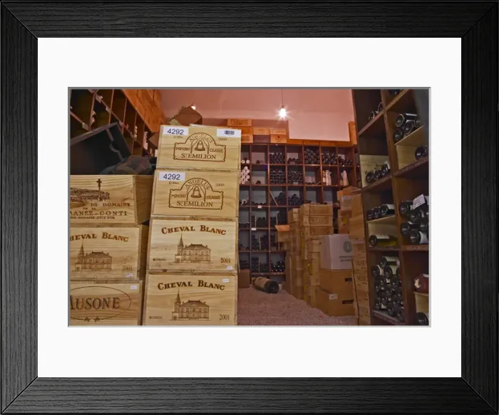 Framed Print : The heavily protected storage room for the most valuable bottles, closed with an Framed Print : The heavily protected storage room for the most valuable bottles, closed with an